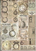 NEW Stamperia A4 Decoupage Brocante Antiques Clocks DFSA4855