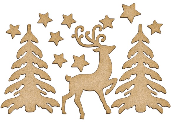 Fabrika Decoru 'Christmas Tree's and Reindeer' MDF Elements  - FDSBK-169