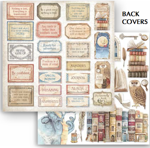 Stamperia Vintage Library Backgrounds 8 x 8 Paper sbbs81
