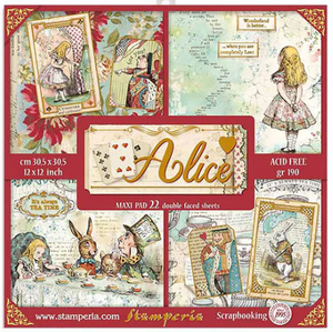 Stamperia Alice Gold Collection - 12" x 12" Paper Pad SBBXLB08G