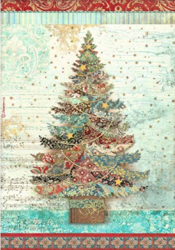 NEW Stamperia A4 Decoupage Christmas Greetings Tree DFSA4792