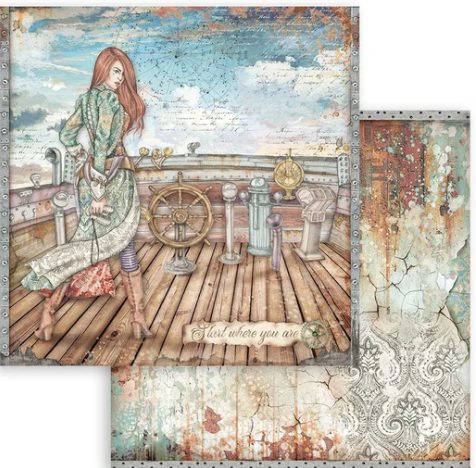 Stamperia 'Lady Vagabond Lifestyle Rudder-  Double Face Paper 30 x 30 SBB843