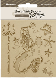 NEW Stamperia Decorative chips cm. 14x14 Songs of the Sea (Mermaid) - SCB182