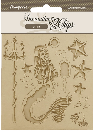 Stamperia Decorative chips cm. 14x14 Songs of the Sea (Mermaid) - SCB182