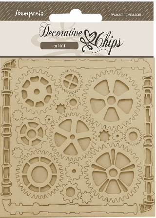NEW Stamperia Decorative chips cm. 14x14 Songs of the Sea (Pipes and Mechanisms) - SCB189