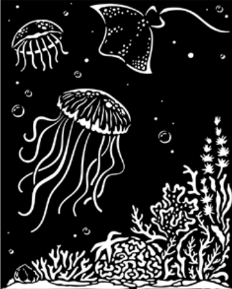 NEW Stamperia Stencil - Thick Stencil -20 x25cm Songs of the Sea (Sea Jellyfish) KSTD140