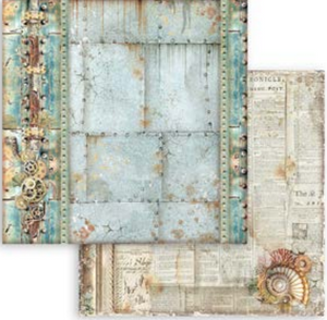 NEW Stamperia Songs of the Sea (Sea Mechanism Border) -  Double Face Paper 30 x 30 SBB956