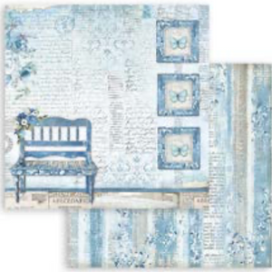 NEW Stamperia Blue Land Bench -  Double Face Paper 30 x 30 SBB938