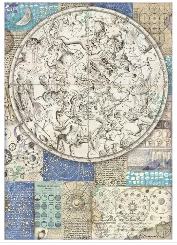 Stamperia A4 Decoupage  Rice Paper  - Cosmo Infinity Zodiac - DFSA4724
