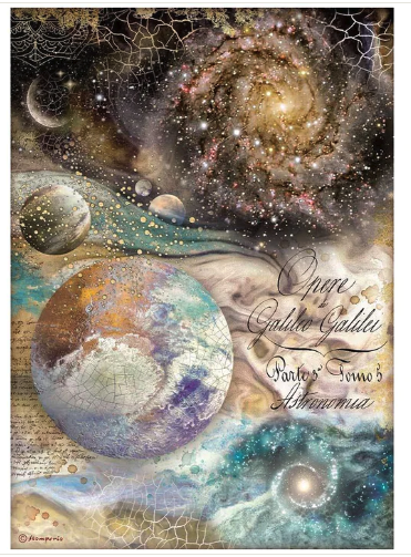 Stamperia A4 Rice Paper - Cosmos Infinity - Galileo Galilei DFSA4723