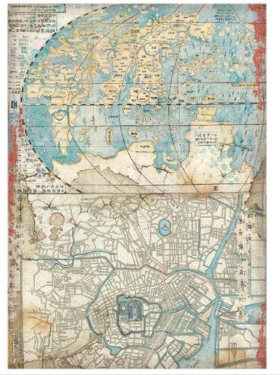 Stamperia A4 Decoupage  Rice Paper Sir Vagabond in Japan Map DFSA4610