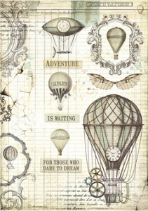 NEW Stamperia A4 Decoupage Voyages Fantastiques - Balloon DFSA4837