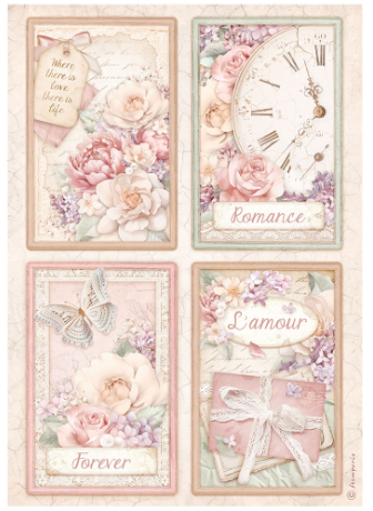 NEW Stamperia A4 Decoupage Romance Forever Cards  DFSA4833