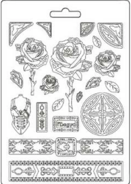 NEW Stamperia A4 Moulds - Sir Vagabond Fantasy World Mechanical Rose and Borders - K3PTA4575