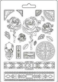 Stamperia A4 Moulds - Sir Vagabond Fantasy World Mechanical Rose and Borders - K3PTA4575