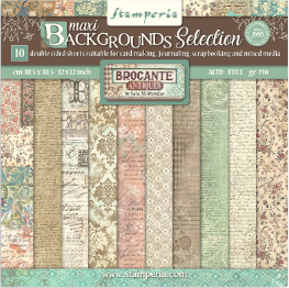 NEW Stamperia Brocante Antiques -Backgrounds  8" x 8" Paper Pad SBBS102