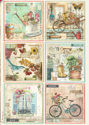 NEW Stamperia A4 Decoupage  Rice Paper  Garden Cards - DFSA48670