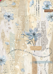 NEW Stamperia A4 Decoupage  Rice Paper  Secret Diary Blue Flower - DFSA4861