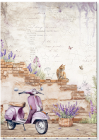 Stamperia A4 Decoupage  Rice Paper  Lavender Vespa- DFSA4885