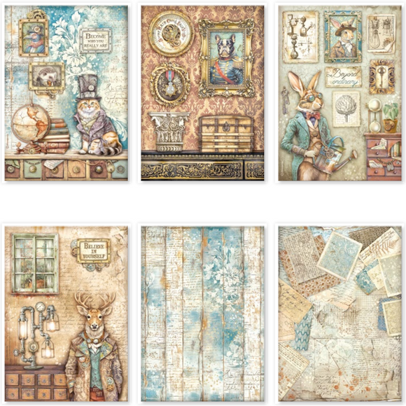 NEW Stamperia A4 x 6 Decoupage Rice Papers Alterego - DFSA4XAE