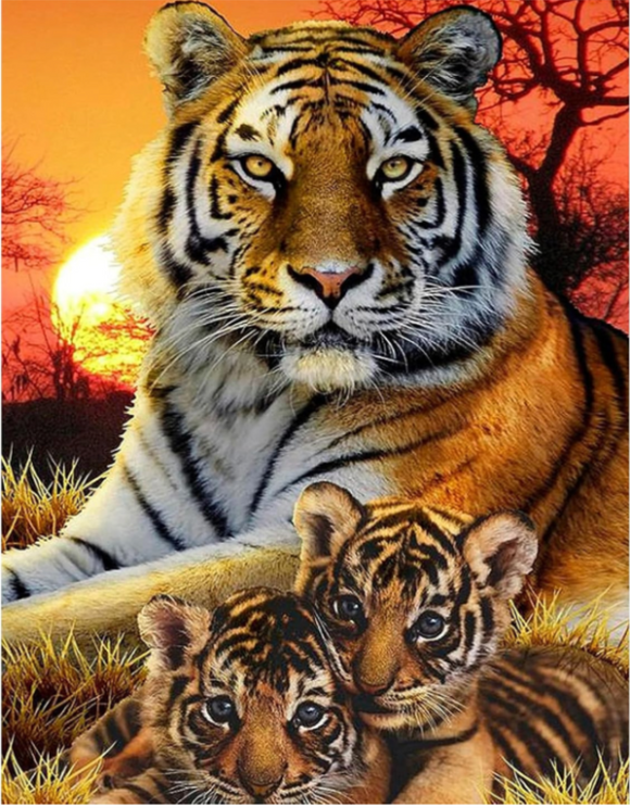 NEW Diamond Art Tiger and Cubs 30x40cm