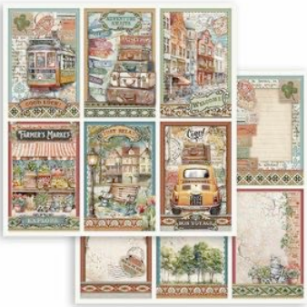 NEW Stamperia Art of Travelling 6 Cards 30 x 30 SBB1041