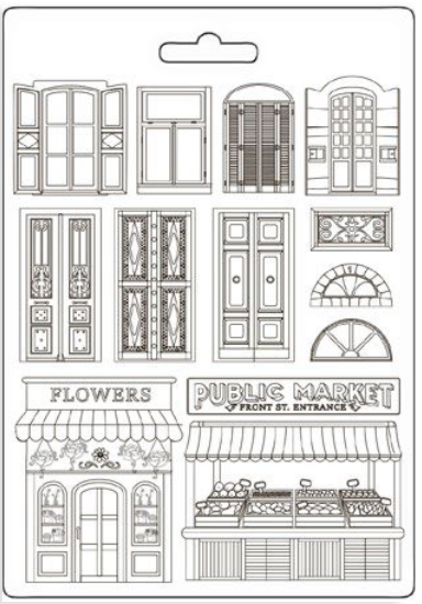 NEW Stamperia A4 Moulds - Art of Travelling  Doors and Windows K3PTA4584