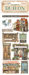 NEW Stamperia Art of Travelling Shops Rub On DFLRB133