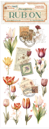 NEW Stamperia Art of Travelling Tulips Rub On DFLRB135