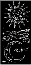 NEW Stamperia Stencil - 12 x 25cm  Masquerade  Sun and Moon  KSTDL112