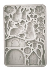 NEW  Stamperia Silicone Mould A5 Rabbit and Flowers - KACMA566