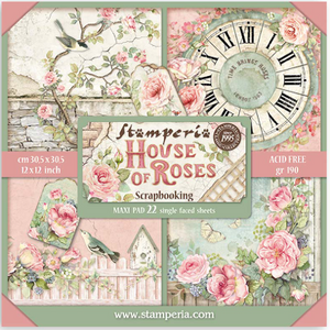 NEW Stamperia Houses of Roses  12" x 12" Paper Pad SBBXLB23 (22 Sheets) Pre-Order