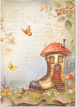 Stamperia A4 Decoupage Rice Paper Whispering Woods Boot House DFSA41061