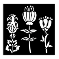 NEW Stamperia Stencil - 12 x 12 cm  Frry Friends Stylized Flowers KSTDS63