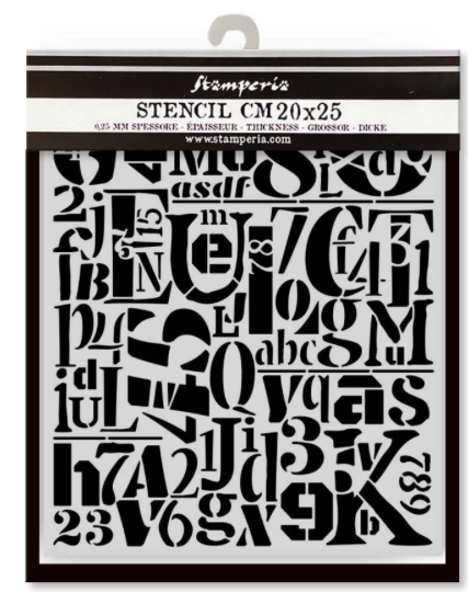NEW Stamperia Stencil - Thick Stencil -20 x25cm Furry Friends Numbers and Letters KSTD189