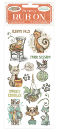 NEW Stamperia Furry Friends Cat Rub On DFLRB197
