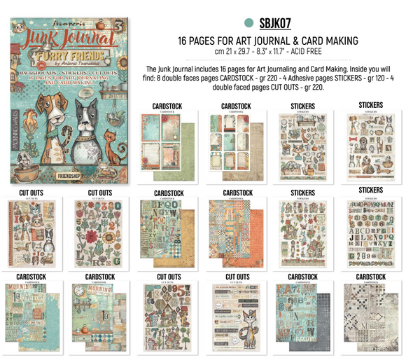 NEW Stamperia Furry Friends Junk Journal SBJK07