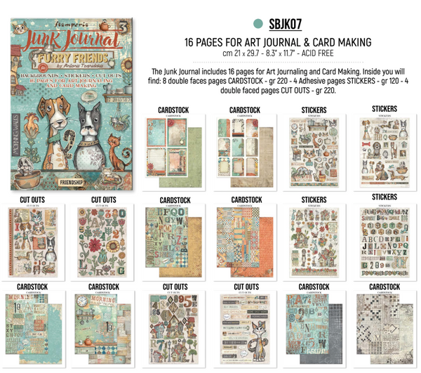 JUNKJOURNAL✤ファイル＆Journalセット♡ Stamperia Furry Friends Junk Journal SBJK07 – PipART Creations