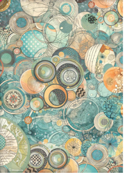 NEW Stamperia A4 Decoupage Rice Paper Furry Friend Circles and Textures DFSA41069