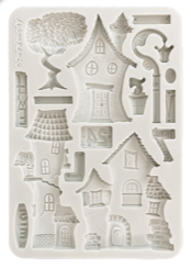 NEW Stamperia Silicone Mould A5 Furry Friends Houses KACMA592