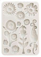 NEW Stamperia Silicone Mould A5 Furry Friends Flowers KACMA593