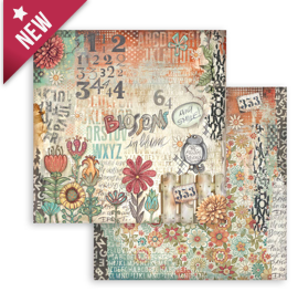 NEW Stamperia Furry Friends Flowers Double Face Paper 30 x 30 SBB1101