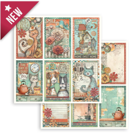 NEW Stamperia Furry Friends 6 Cards Double Face Paper 30 x 30 SBB1102