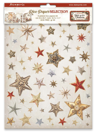 NEW Stamperia A4 x 6 Decoupage Rice Papers Gear up for Christmas DFSA4XGT