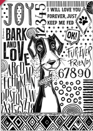 NEW Stamperia A4 Decoupage Rice Paper Furry Friends Dog Black and White  DFSA41070