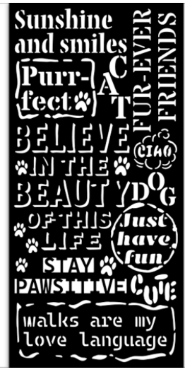 NEW Stamperia Stencil 12 x 25cm Furry Friends  Quotes Pattern KSTDL132