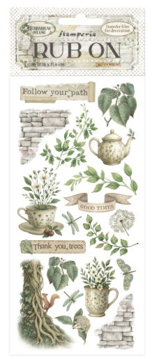 NEW Stamperia Herbarium Silvae Tea Time Rub On DFLRB208