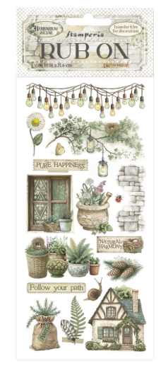 NEW Stamperia Herbarium Silvae Cottage Rub On DFLRB209