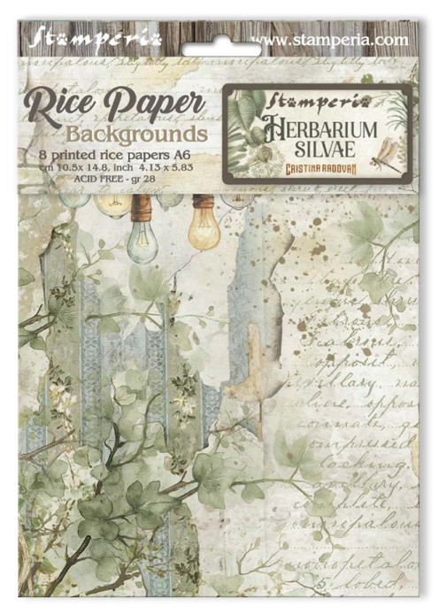 Stamperia A6 Decoupage Herbarium Silvae 8 Backgrounds  DFSAK6048