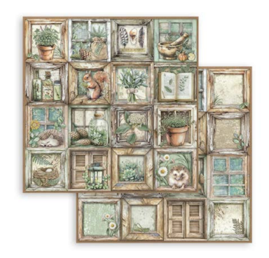 NEW Stamperia Herbarium Silvae Frames Double Face Paper 30 x 30 SBB1111